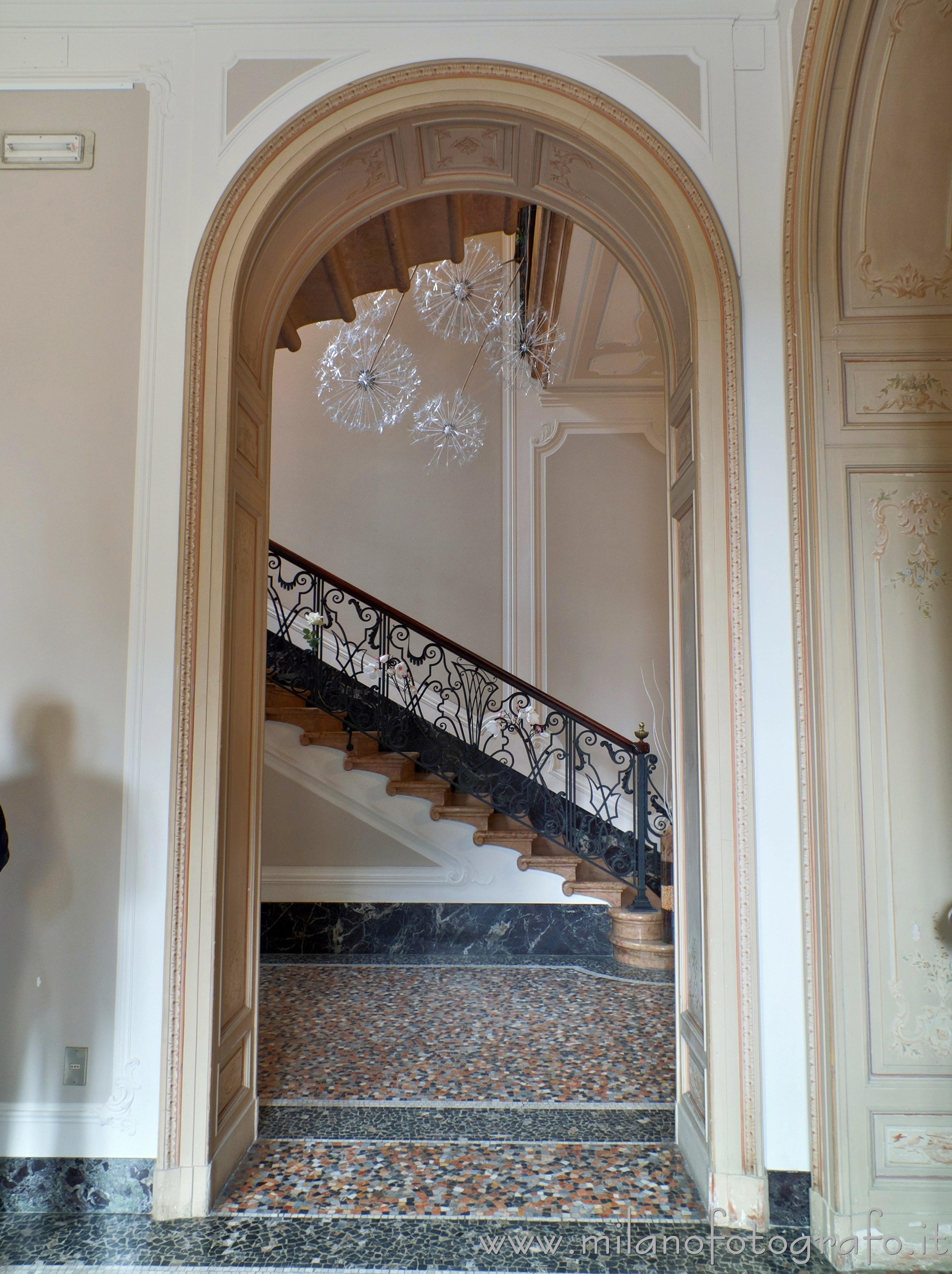 Desio (Milan, Italy) - The staircase of Villa Longoni seen from the entrance hall